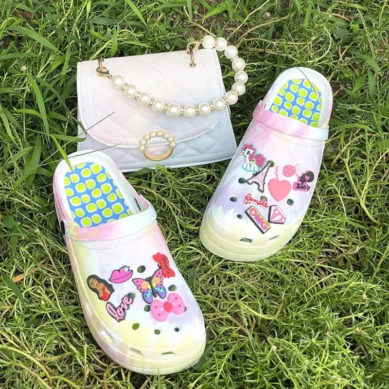 6 / charms-A-purple-Q set Fashion Sexy Platform Sandals Women Flat Slippers Casual Shoes women hand bags set