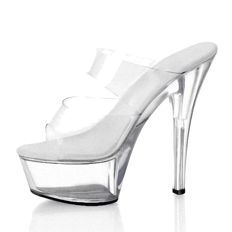 6 inch crystal transparent Stiletto High Heels 15 cm platform club sexy stripper transvestite summer sandals
