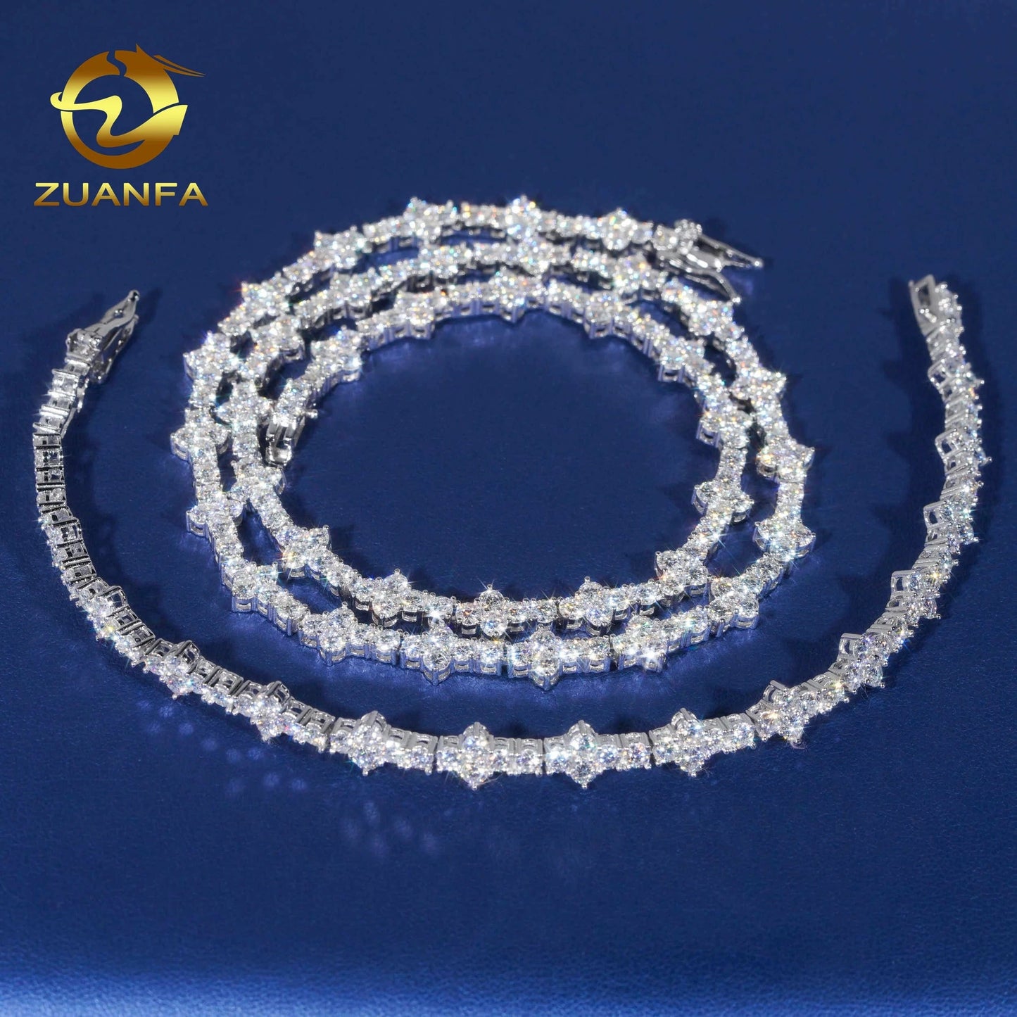6 inches-bracelet / White Cross Moissanite Bracelet 925 Sterling Silver VVS Moissanite Diamond Iced Out Tennis Cuban Chain Necklace Wholesale Fine Jewelry