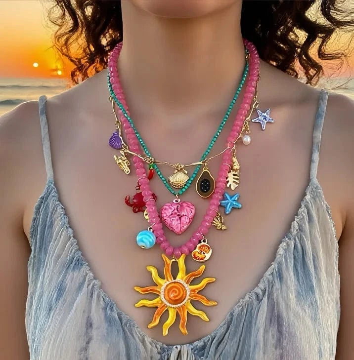 6 Luxury Crystal Exaggerated Water Droplet Tassel Necklace Women's Fashion Collarbone Chain