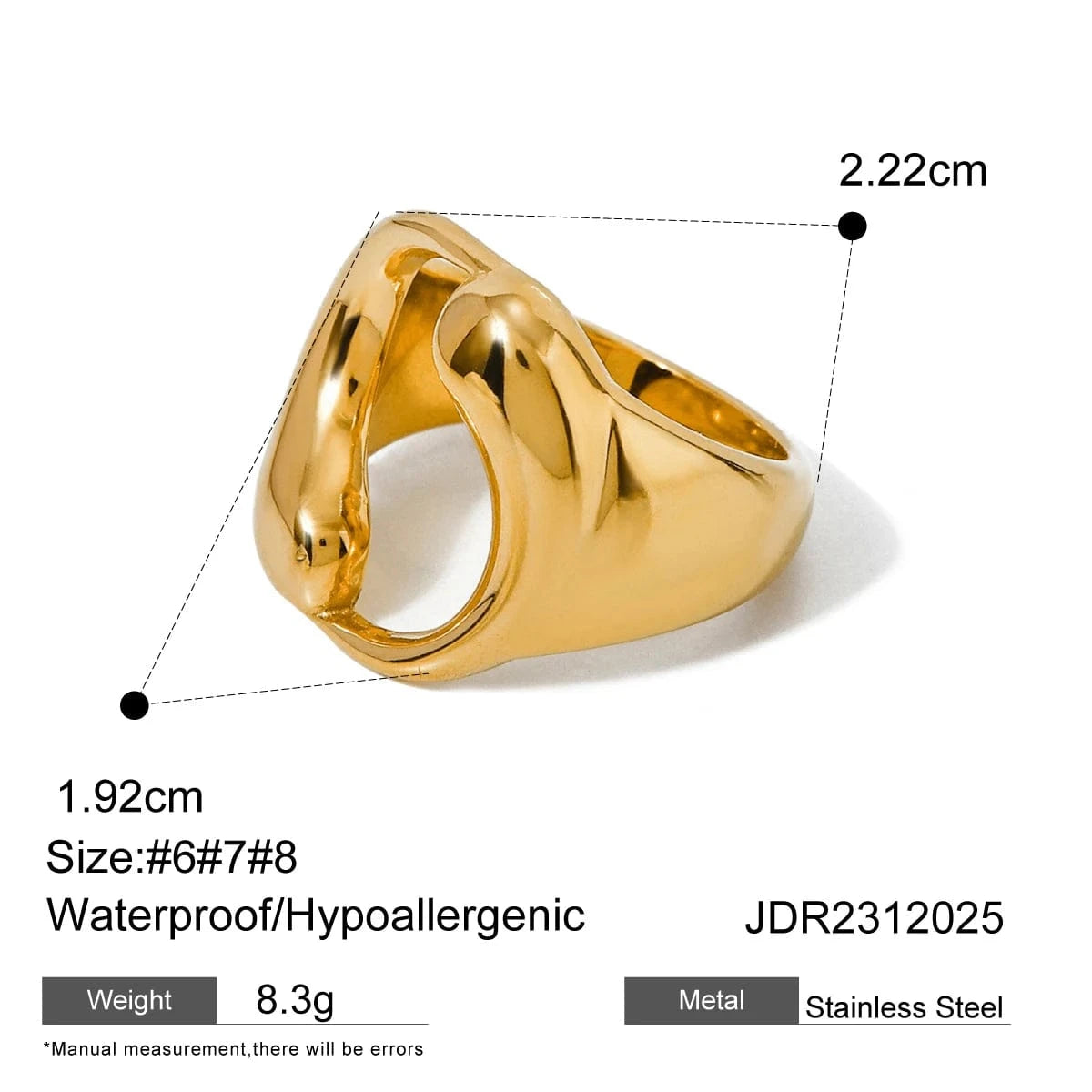 6 / minimalist / R2639 R2639 Minimalist Women Gold Plated Rings Jewelry Women Stainless Steel Chunky Water Drop Surround Ring