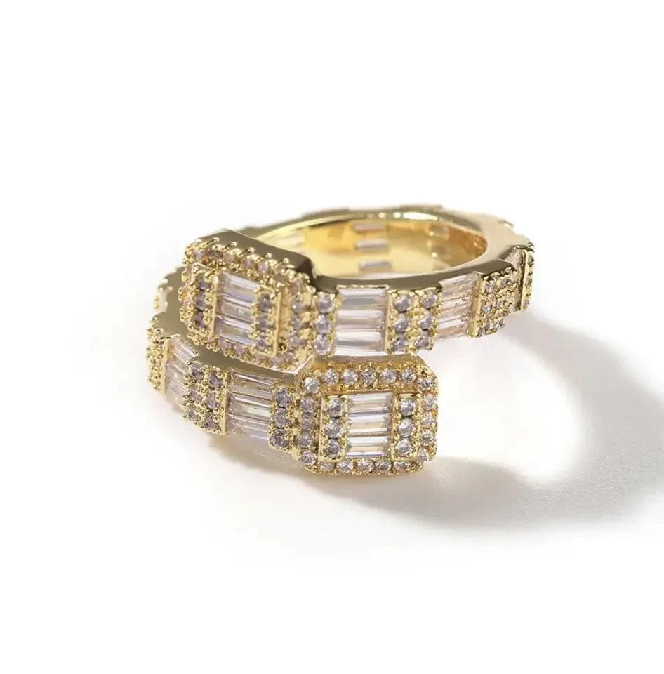 6 / R615-GOLD 2024 Valentine's Day Gift Fashion Jewelry Micro Pave CZ Full Paved Hollow Heart Ring For Women