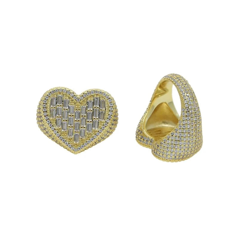 6 / R623-gold 2024 Valentine's Day Gift Fashion Jewelry Micro Pave CZ Full Paved Hollow Heart Ring For Women