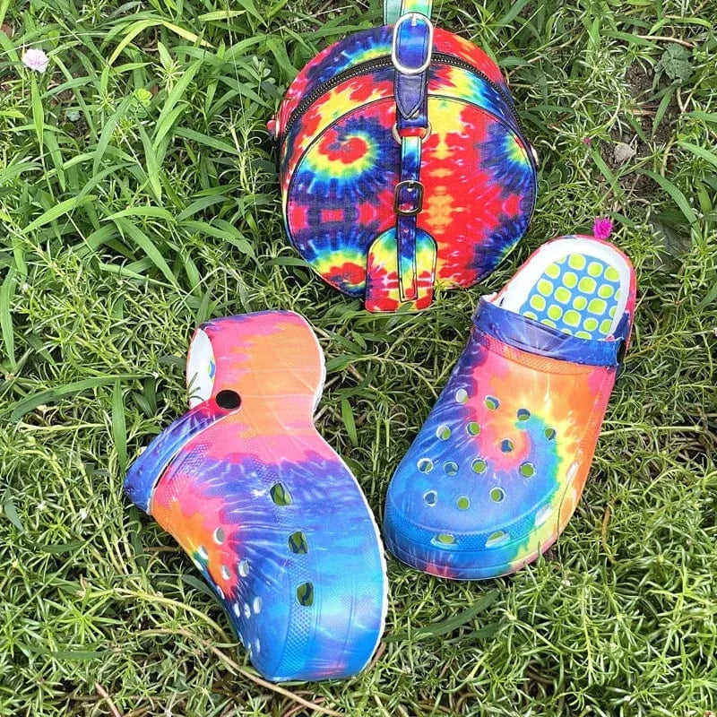 6 / rainbow clog-B set $20 Fashion Sexy Platform Sandals Women Flat Slippers Casual Shoes women hand bags set