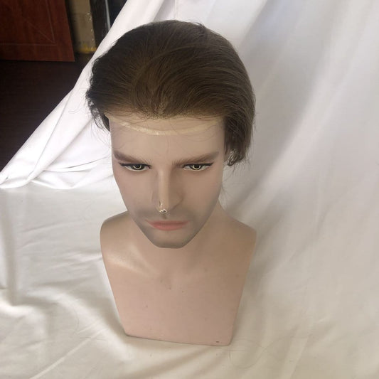 #6 Toupee Swiss Lace with PU Cambodian Hair Mens Toupee Brown Color 100% Human Hair Man Toupee Hair System