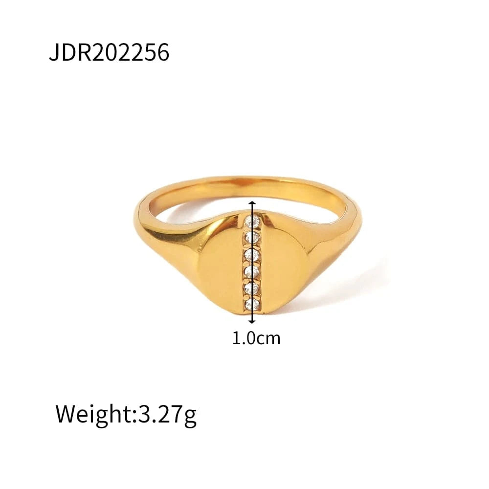 6 / TRENDY / R2084 R2084 High Polished Smoothy Shiny Cubic Zircon Dainty 18K Gold Plated Stainless Steel Rings For Women