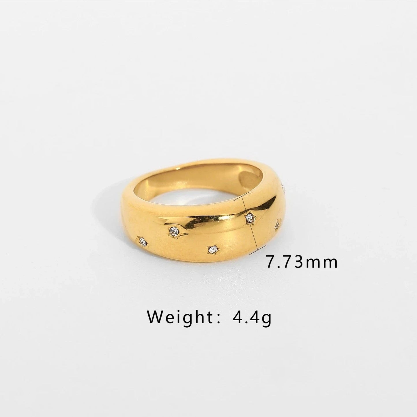 6 / TRENDY / R2136 R2136 18K Gold Plated Stainless Steel Unique White Cubic Zirconia Women Wedding Jewelry Chunky