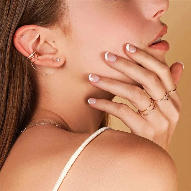 60226978000C gold INS 925 silver jewelry earrings Love Heart Diamond CZ Simple Tiny Versatile 18K gold plated stud earrings fine jewelry