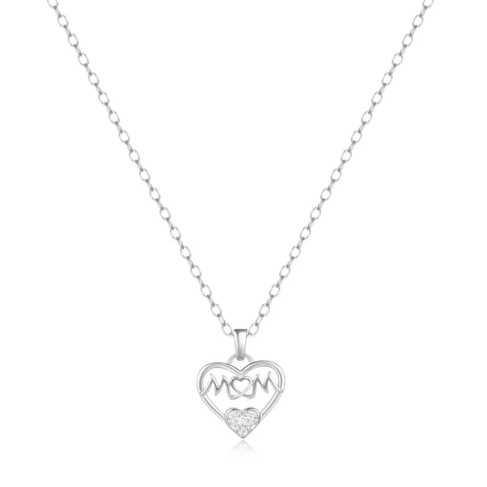 60307021603A silver Fashion Jewelry 925 Sterling Silver Heart Pendant Letter Mom Diamond Gold Plated Necklaces for Women Mother's Day