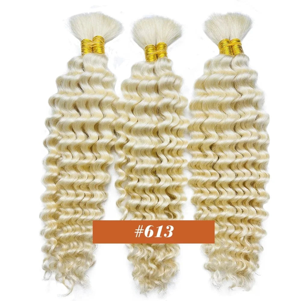 613 / 1Pcs/Lot / CHINA|24inches|100g Human Braiding Hair Chocolate Brown 100g Deep Wave Bulk No Weft Human Hair Wigs Bundles for Curly Boho Braiding