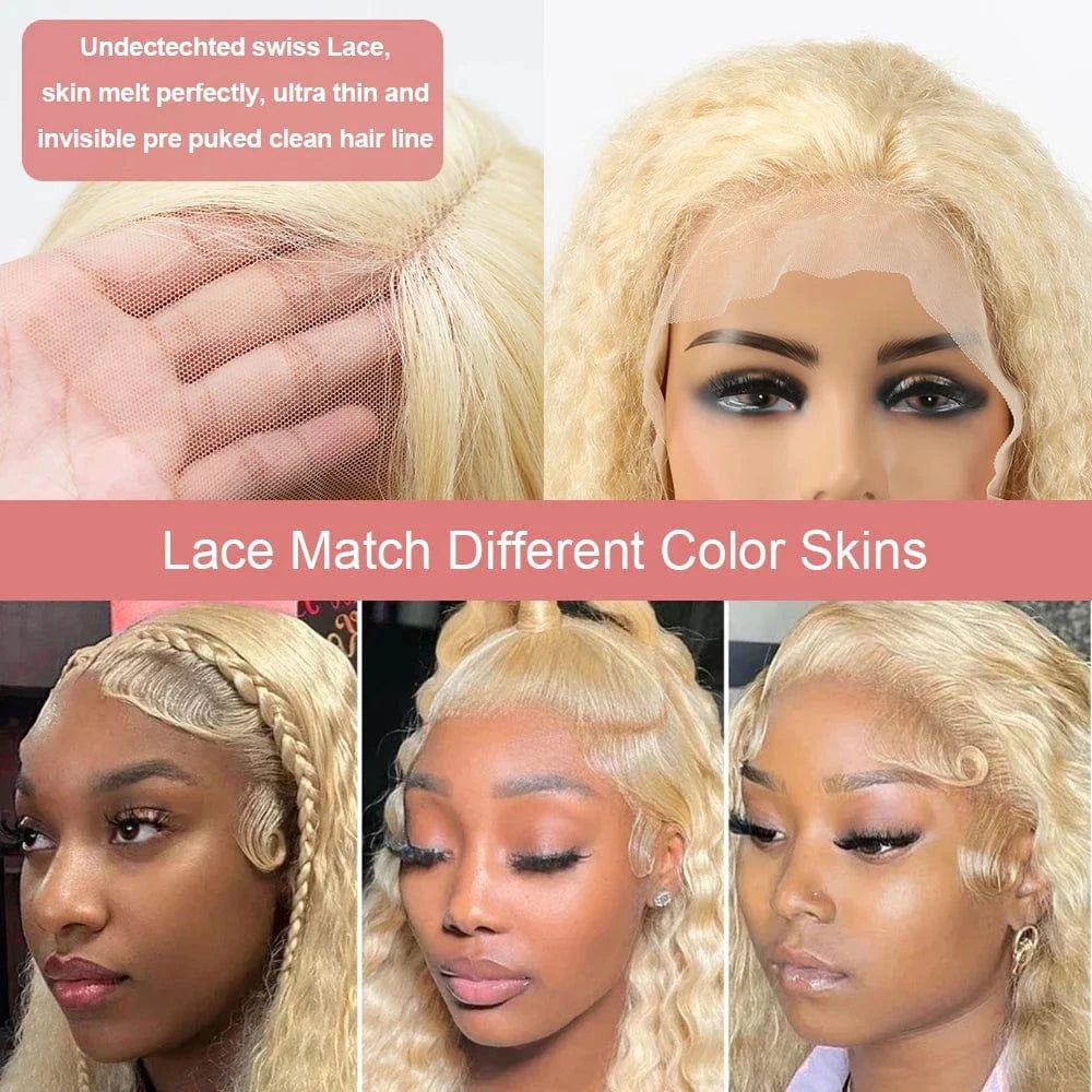 613 Blonde HD Lace Frontal Wig 13x4 13×6 Deep Wave Lace Front Human Hair Wig Colored Curly Wigs Water Wave Wigs For Women 