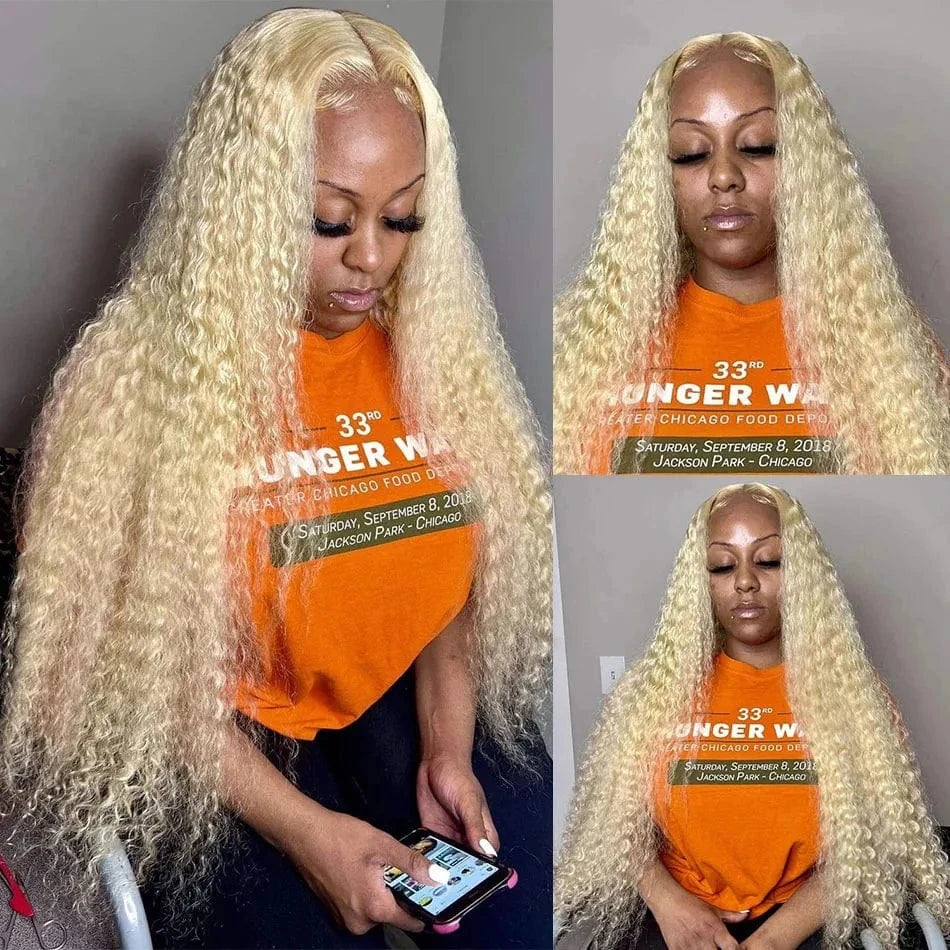 613 Blonde HD Lace Frontal Wig 13x4 13×6 Deep Wave Lace Front Human Hair Wig Colored Curly Wigs Water Wave Wigs For Women 