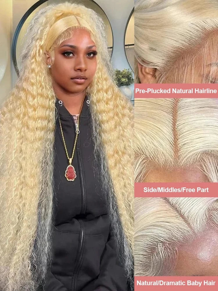 613 Blonde HD Lace Frontal Wig 13x4 13×6 Deep Wave Lace Front Human Hair Wig Colored Curly Wigs Water Wave Wigs For Women 