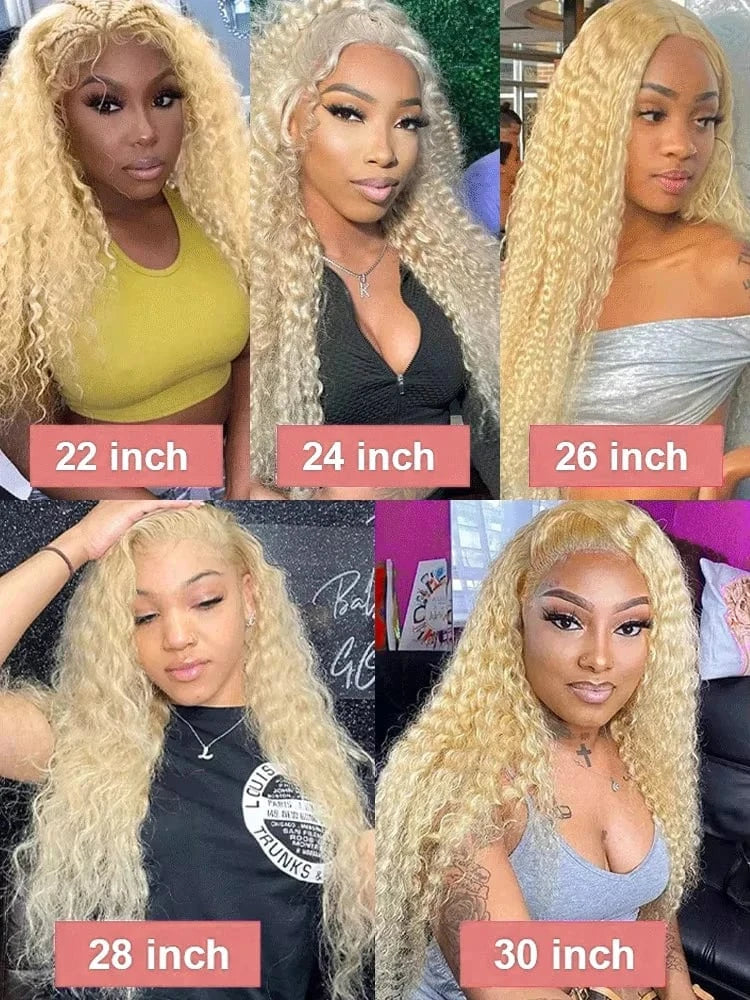 613 Blonde HD Lace Frontal Wig 13x4 13×6 Deep Wave Lace Front Human Hair Wig Colored Curly Wigs Water Wave Wigs For Women 