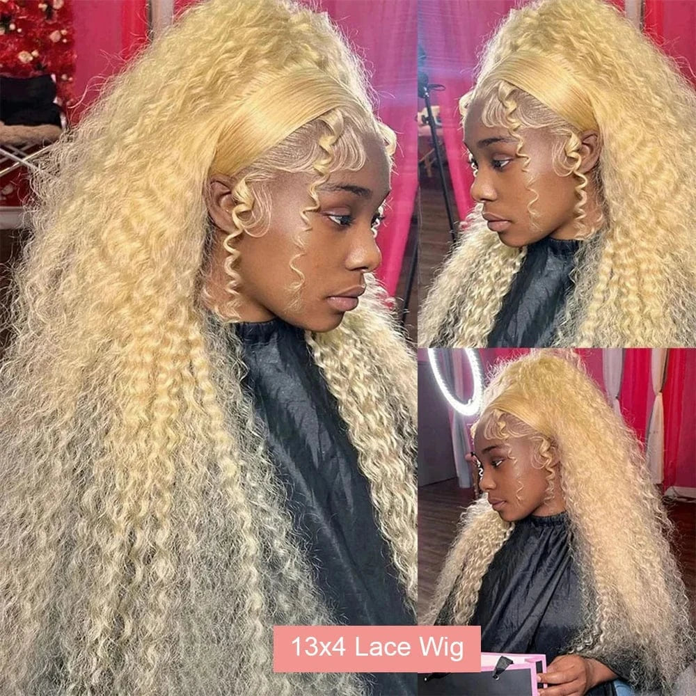 613 Blonde HD Lace Frontal Wig 13x4 13×6 Deep Wave Lace Front Human Hair Wig Colored Curly Wigs Water Wave Wigs For Women 