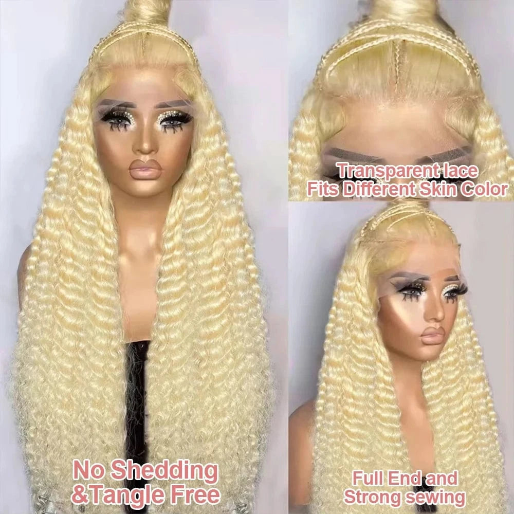613 Blonde HD Lace Frontal Wig 13x4 13×6 Deep Wave Lace Front Human Hair Wig Colored Curly Wigs Water Wave Wigs For Women 