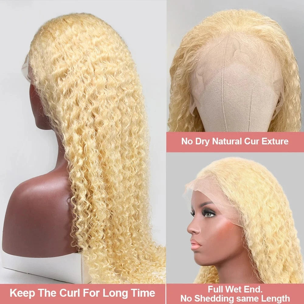 613 Blonde HD Lace Frontal Wig 13x4 13×6 Deep Wave Lace Front Human Hair Wig Colored Curly Wigs Water Wave Wigs For Women 