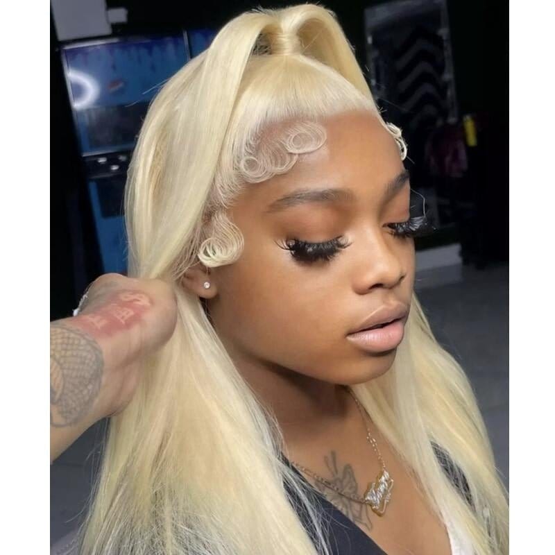 #613 blonde lace wigs brazilian human hair full lace wigs with baby hair #613 blonde transparent 360 full lace wigs