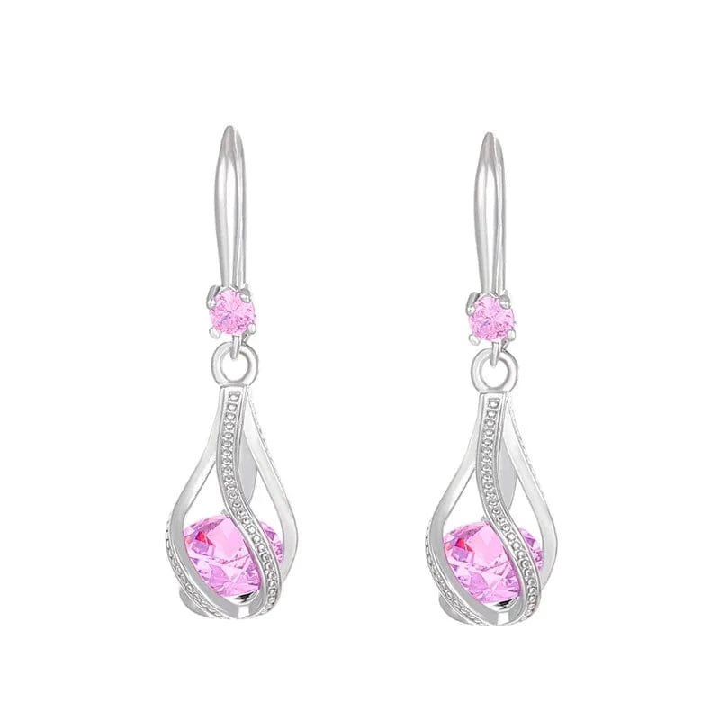 65055 Fine New 925 Sterling Silver Luxury Crystal Zircon Earrings Charms for Woman Cute Engagement Wedding Jewelry Gift