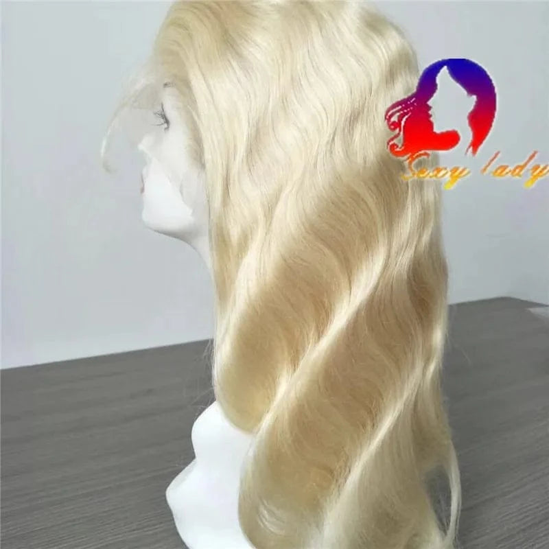 6613 frontal wig body wave / 10 Inches human lady virgin hair bundles 613 blonde lace frontal wig vendor for Indian raw Brazilian human hair