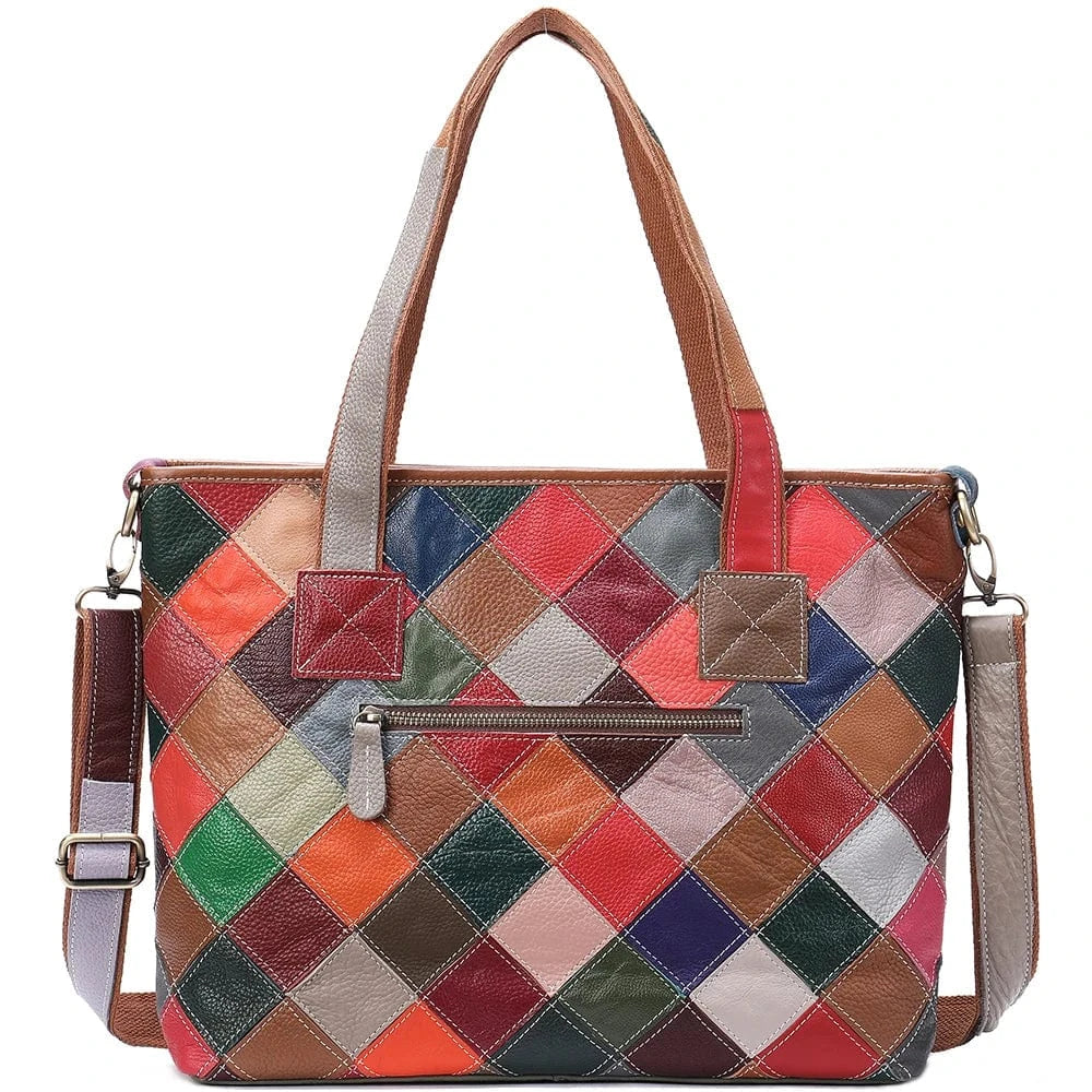 668B-colorful WESTAL Women's Handbags Genuine Leather Patchwork Shoulder Bag Women Hand Bags Lady Leather Crossbody Bag Tote Handbags