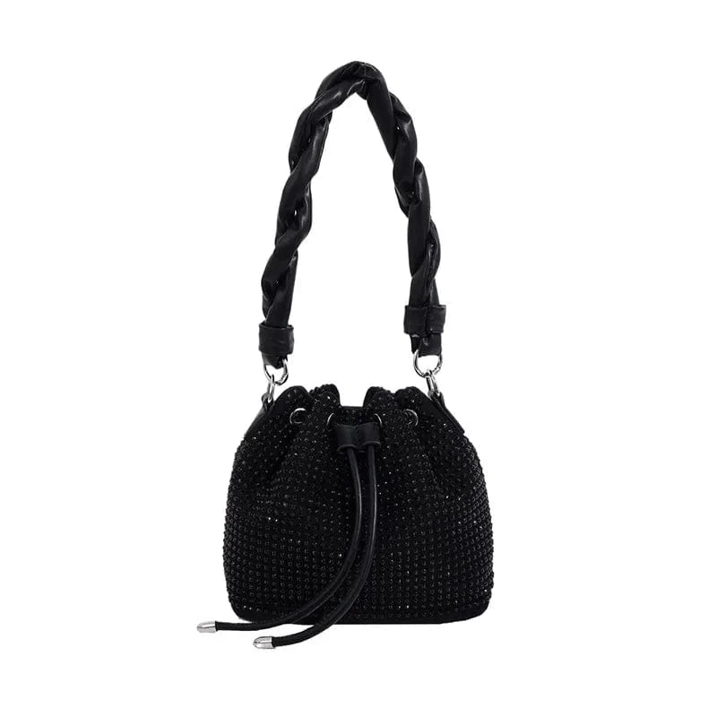 6824 Black Women's bag 2024 bucket bags Female inlaid diamond bag Fashion dinner women luxury single shoulder designer Twist Strap handbags