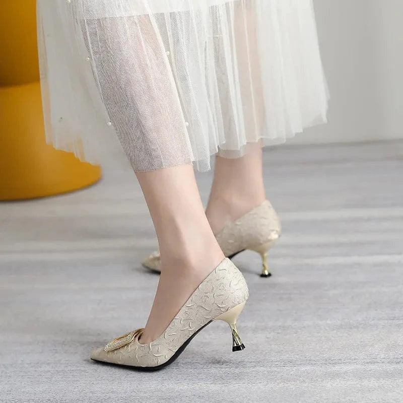 6cm New Fashion Rhinestone with Lace Sexy High Heels Party Banquet Women Purple Shoes 41 42 43