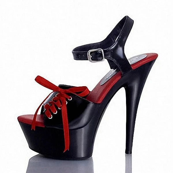6inch-15cm Red banquet dress shoes lovely bowknot hollowed-out bag with super high heels bride's wedding shoes and sandals