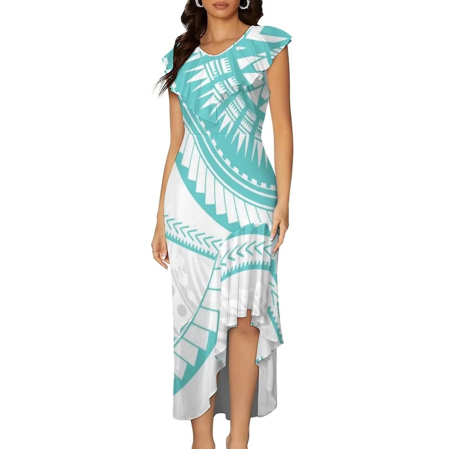 6XL / 0377Y1 Pink Casual Mermaid Maxi Dress Custom On Demand Plus Size Bodycon Sexy Samoan Puletasi Dresses For Women