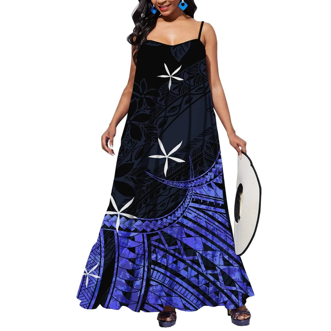 6XL / 0503D-D7Q 2024 New Arrival Custom Print Tonga Polynesian Tribal Casual Dresses Plus Size Party Outdoor Summer Polynesian Clothing