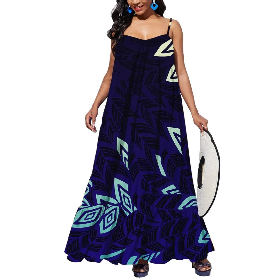 6XL / 0575C-D7Q 2024 New Arrival Custom Print Tonga Polynesian Tribal Casual Dresses Plus Size Party Outdoor Summer Polynesian Clothing