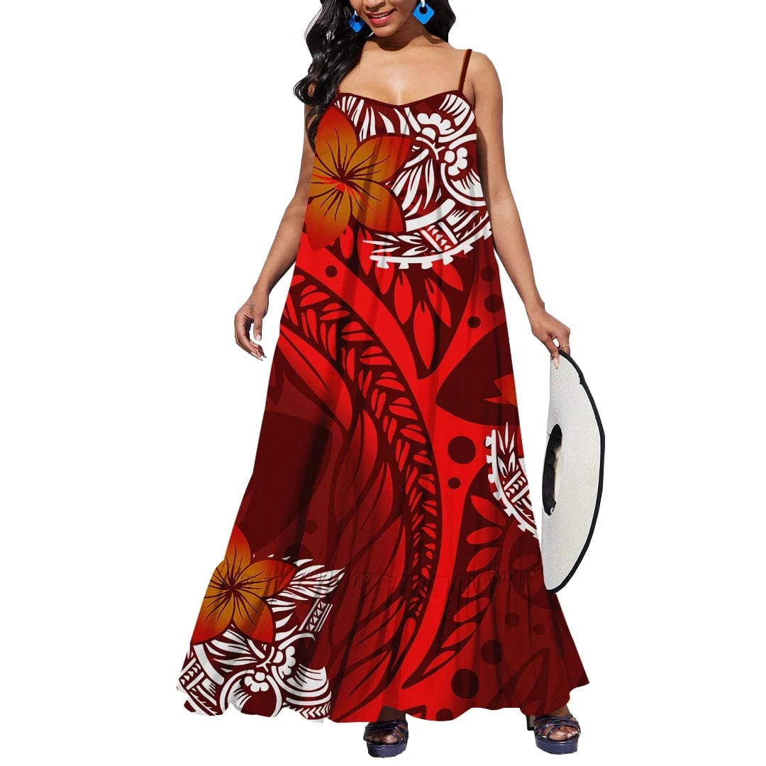6XL / 0581D-D7Q 2024 New Arrival Custom Print Tonga Polynesian Tribal Casual Dresses Plus Size Party Outdoor Summer Polynesian Clothing