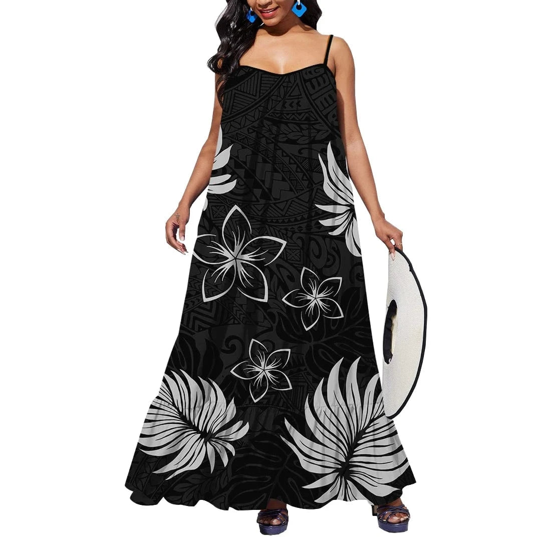 6XL / 0582D-D7Q 2024 New Arrival Custom Print Tonga Polynesian Tribal Casual Dresses Plus Size Party Outdoor Summer Polynesian Clothing