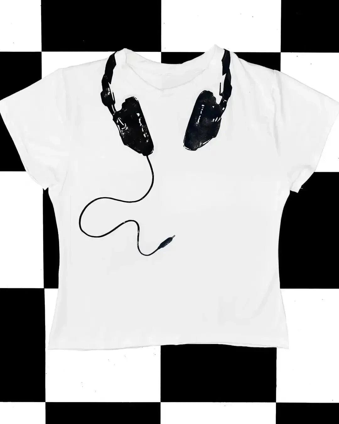 7 / M Y2K Glasses Wearing Kitten Pattern Printed Slim Fit Women's T-shirt Retro Pure Cotton Exquisite Fashion Casual Top Kawaii