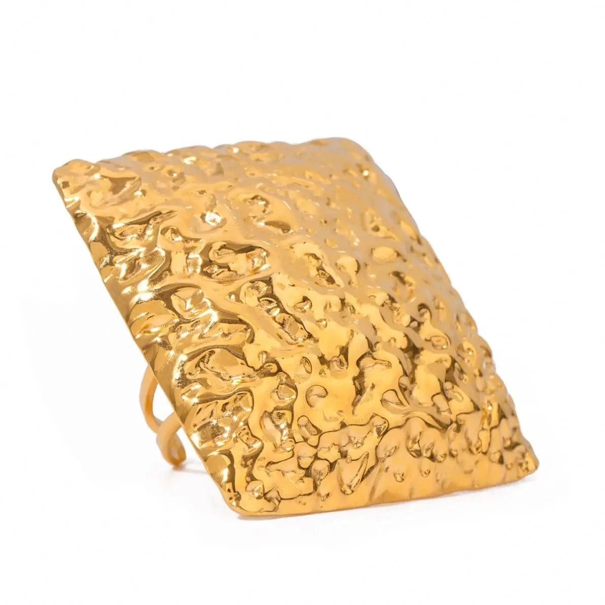 7 / minimalist / R2436 R2436 Personalized Geometric Stainless Steel 18K Gold Rings Fashion Square Hammered Open Rings