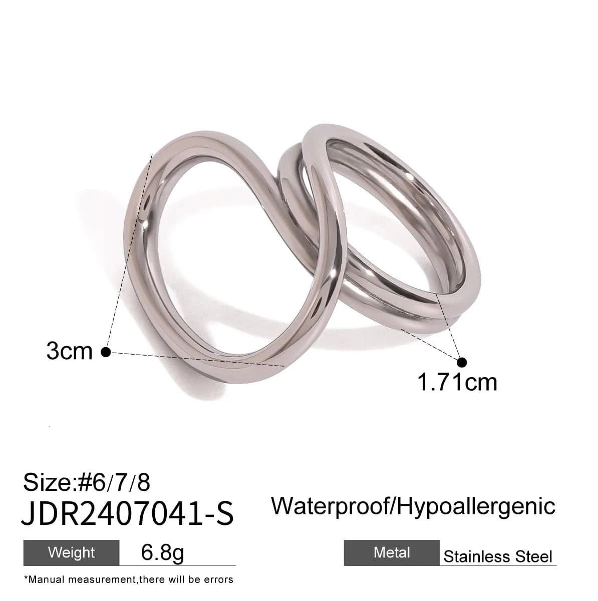 7 / minimalist / R2442S R2442 Modern Fashion 18k Gold Plated Stainless Steel Spiral Wrap Design Twisted Wire Ring