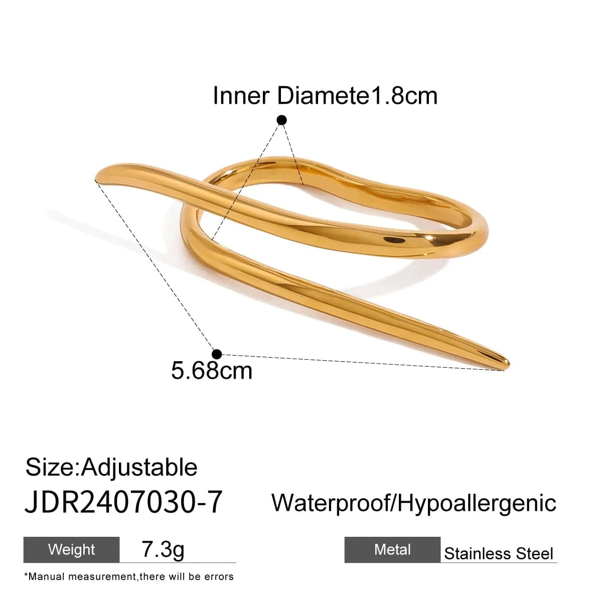 7 / minimalist / R2444 R2444 Twisted Lines Double Finger Rings 18k Stainless Steel Modern Wrap Design Rings For Women