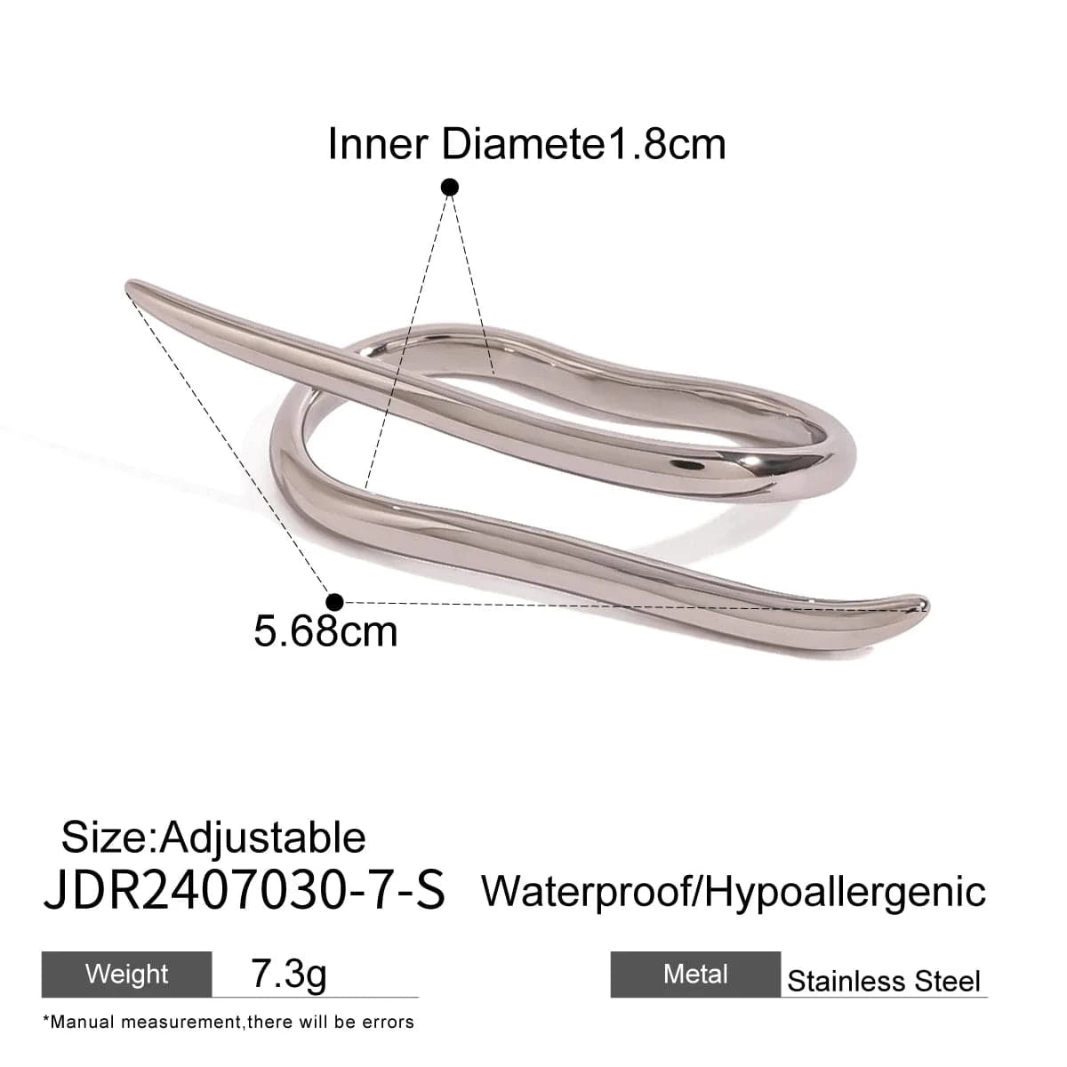 7 / minimalist / R2444S R2444 Twisted Lines Double Finger Rings 18k Stainless Steel Modern Wrap Design Rings For Women