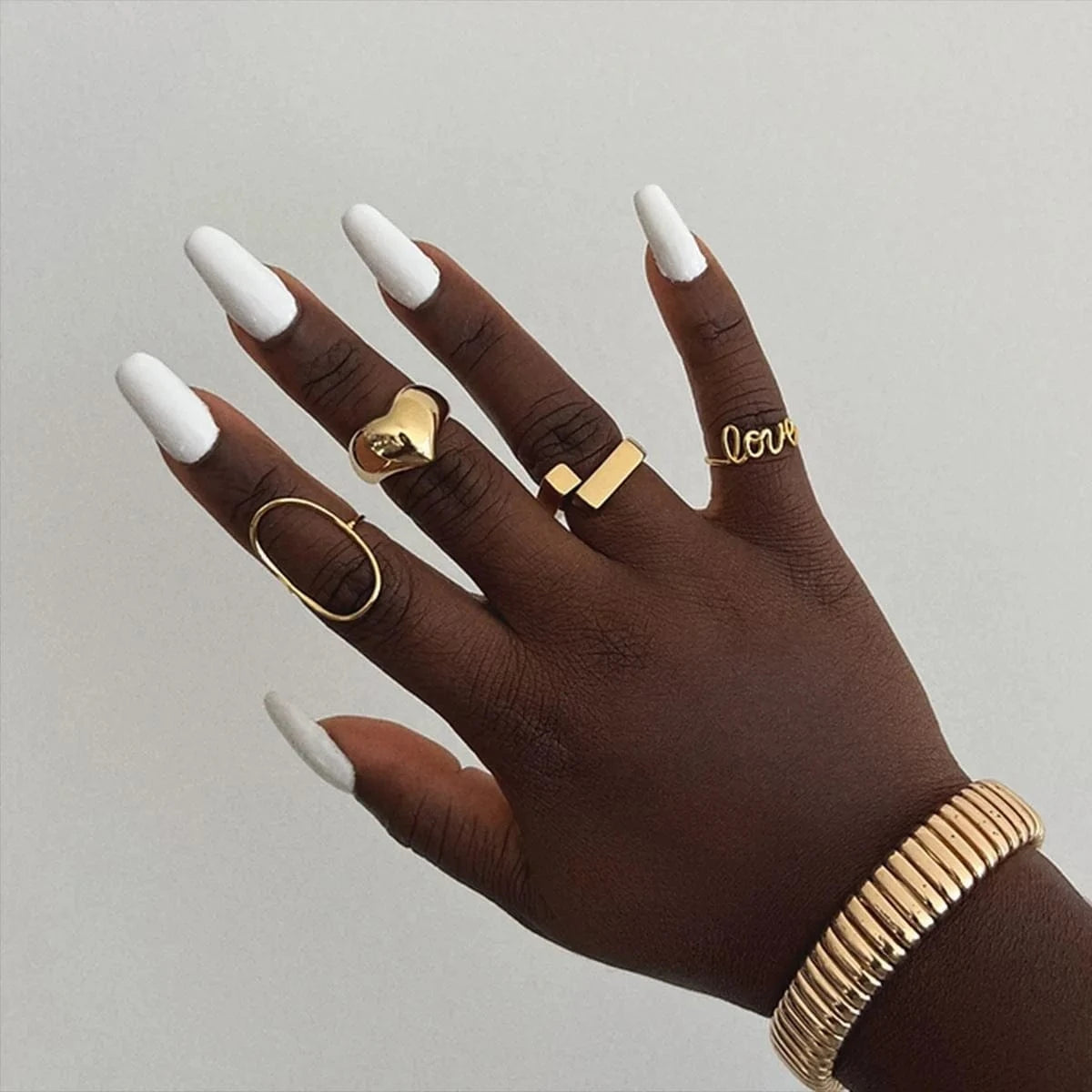 7 / minimalist / R2517 R2517 Women Fashion INS Style 18K Gold Plated Stainless Steel Minimalist Adjustable Geometric Cross Ring