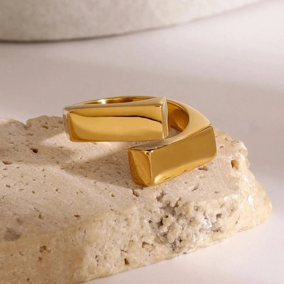 7 / minimalist / R2517 R2517 Women Fashion INS Style 18K Gold Plated Stainless Steel Minimalist Adjustable Geometric Cross Ring