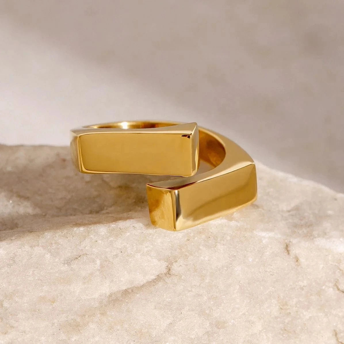 7 / minimalist / R2517 R2517 Women Fashion INS Style 18K Gold Plated Stainless Steel Minimalist Adjustable Geometric Cross Ring