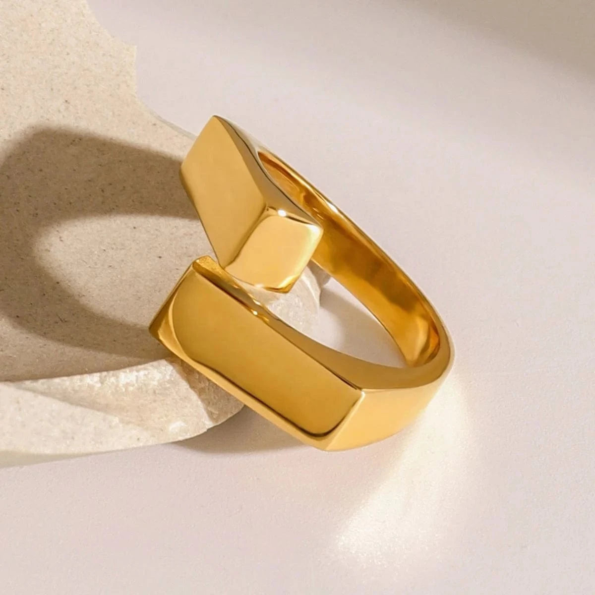 7 / minimalist / R2517 R2517 Women Fashion INS Style 18K Gold Plated Stainless Steel Minimalist Adjustable Geometric Cross Ring