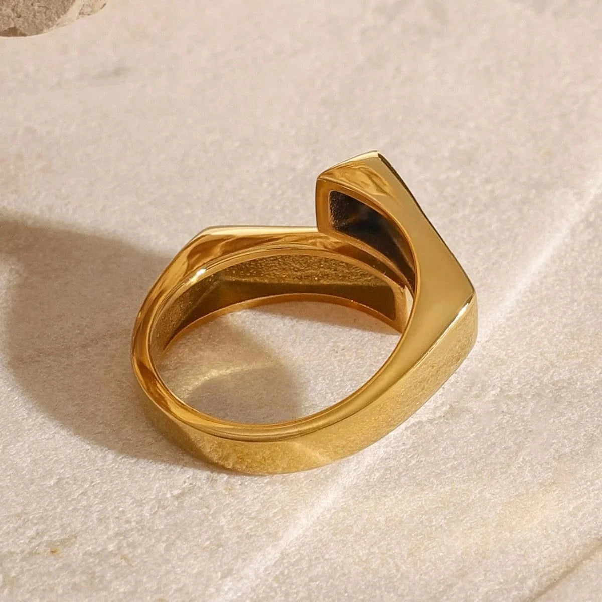 7 / minimalist / R2517 R2517 Women Fashion INS Style 18K Gold Plated Stainless Steel Minimalist Adjustable Geometric Cross Ring