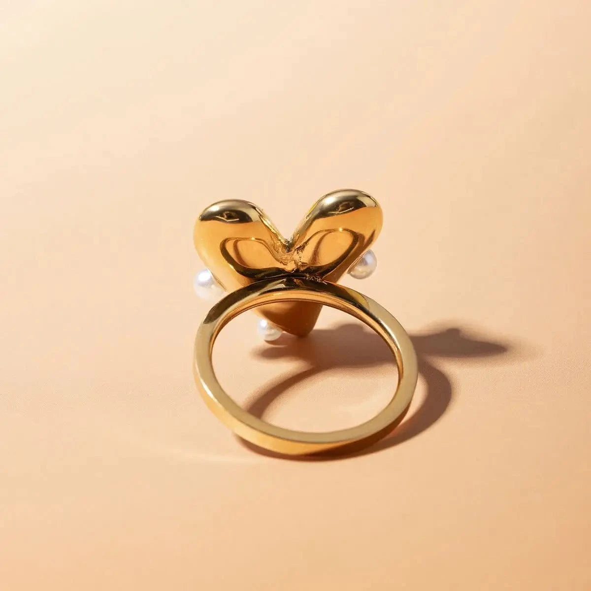 7 / minimalist / R2629 R2629 Dainty 18K Gold Pearl Rings Waterproof Stainless Steel Women Jewelry Heart Pearl Open Rings
