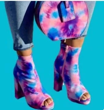 7 / PURPLE-BB-boot set Wholesale New stylist bandana hand bags Lady Fashion Boots with Thin High Heel women boots