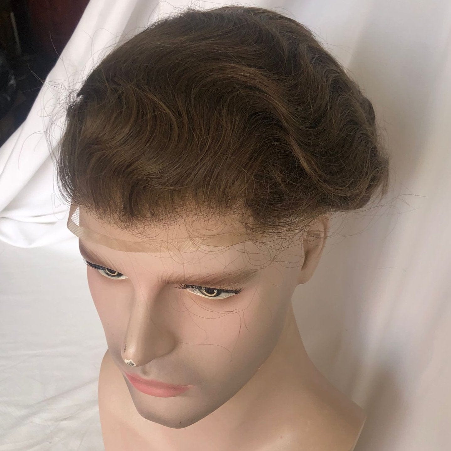 #7 Toupee Lace with PU Brazilian Hair Mens Toupee 100% Human Hair Man Toupee Hair System