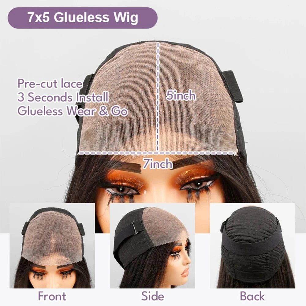 7x5 Glueless Wig / 180 Density / United States|16inches Pre Cut No Glue Water Wave 13x4 Bob Wigs Curly 7x5 Glueless Wig Human Hair Ready To Go Lace Frontal Wigs For Women Pre Plucked
