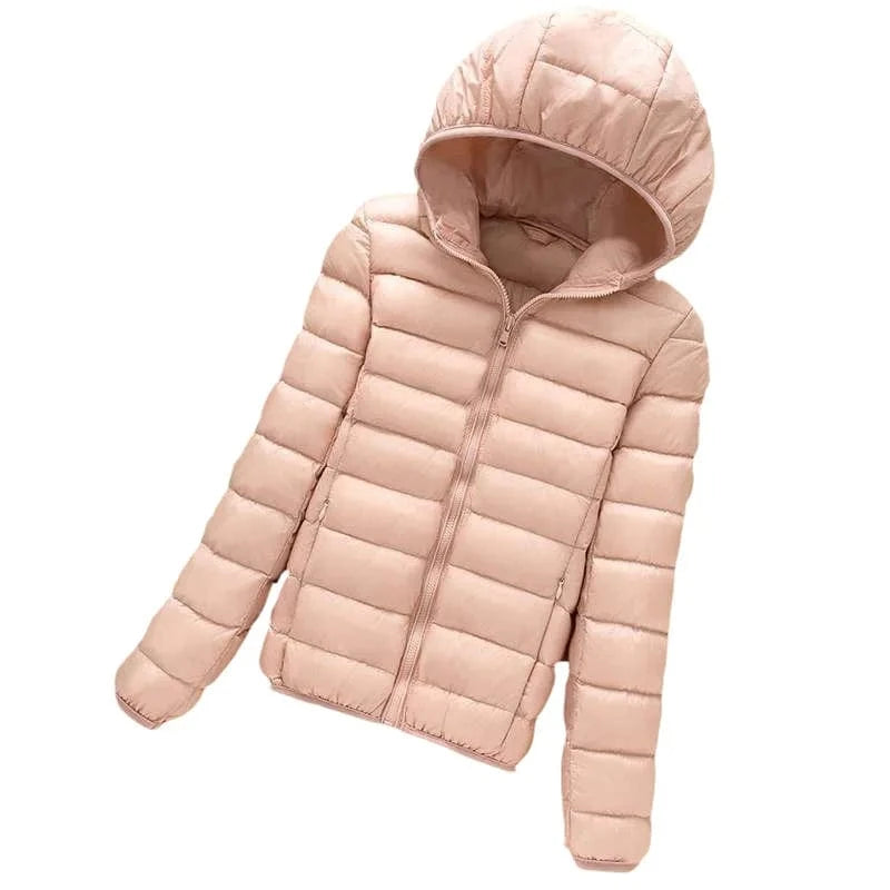 7XL / Cherry Pollen Female Hooded 2024 Autumn And Winter New Korean Casual Short Hooded Large Size Light Warm Coat Wholesale Down Jacket Women
