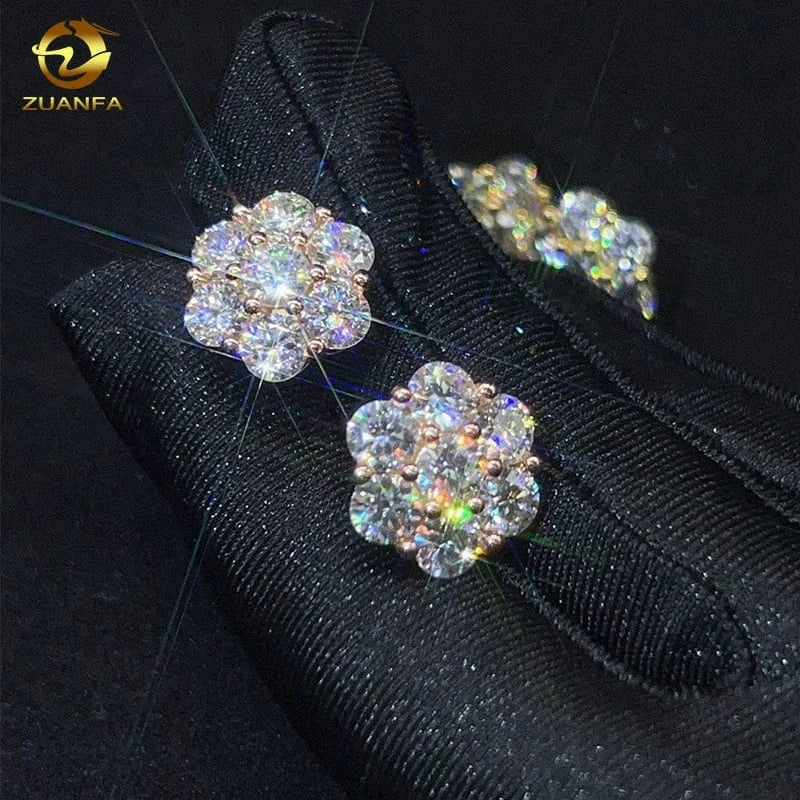 8.0mm / Rose gold plated Hot sale dropshipping fashion jewelry earrings 18K gold plated 925 silver VVS-Fl GRA iced out screw back moissanite stud earring