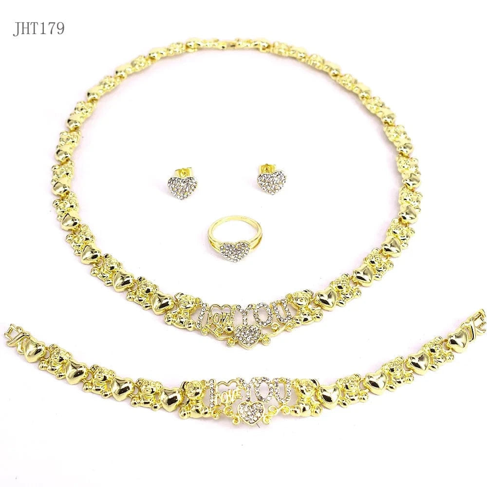 8 / 18k gold JHT179 Trendy 18K Gold Plated Teddy bear love women jewelry set jewelry